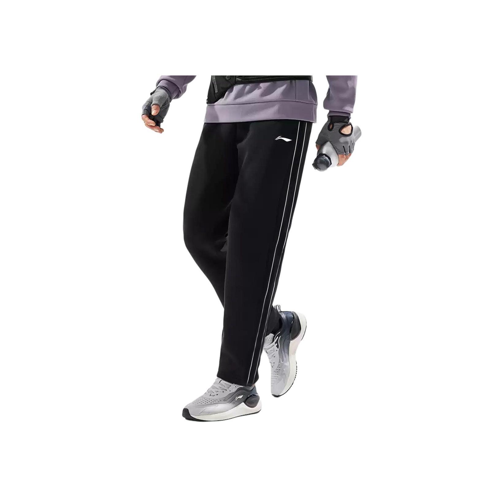 

Li-Ning Comfortable Casual Simple Straight-Leg Thick Knit Sports Pants Men bottoms Black AKLUDM91-1 S