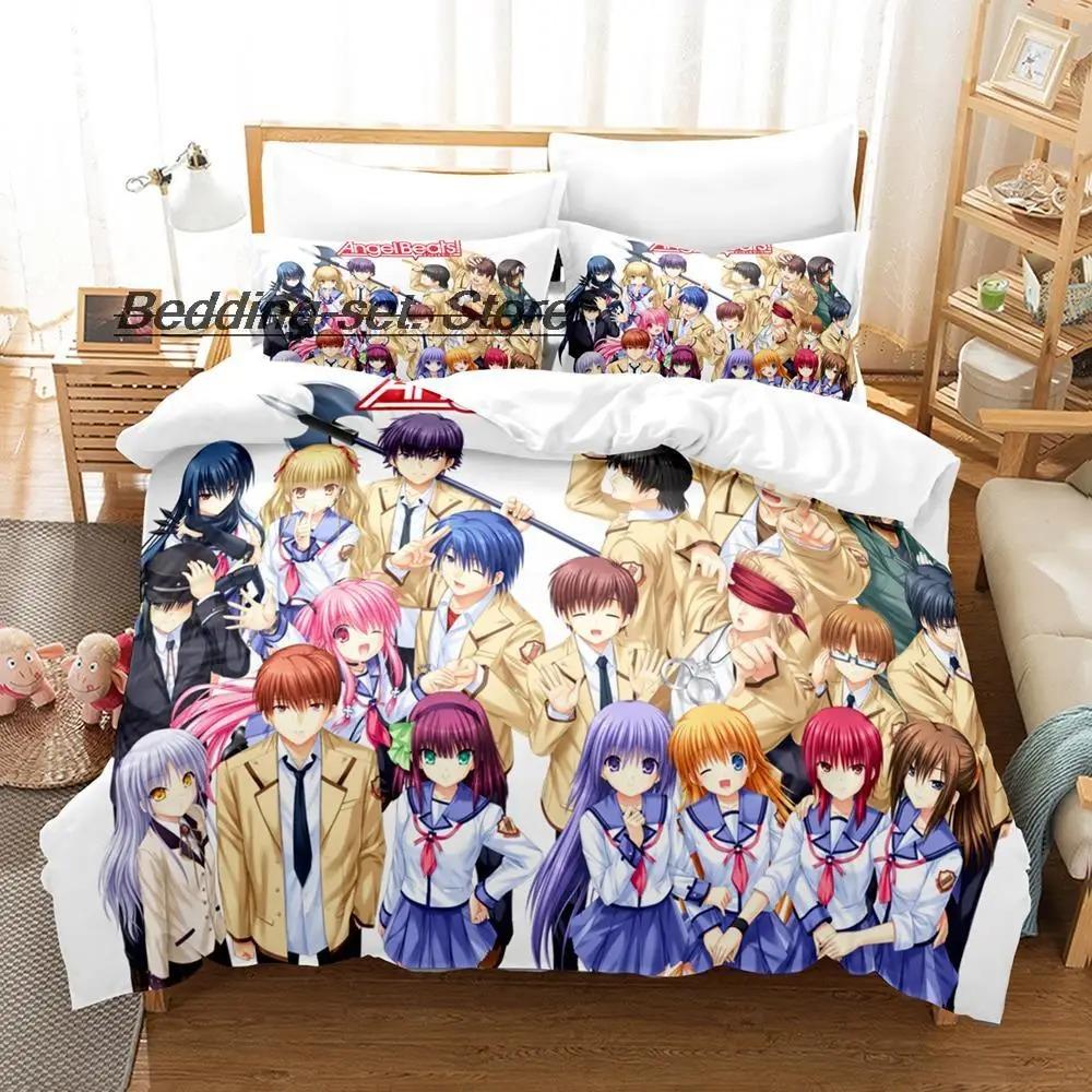 Angel Beats Bedding Set Single Twin Full Queen King Size Bed Set Aldult Kid Bedroom Duvetcover Sets Anime Bed Sheet Set