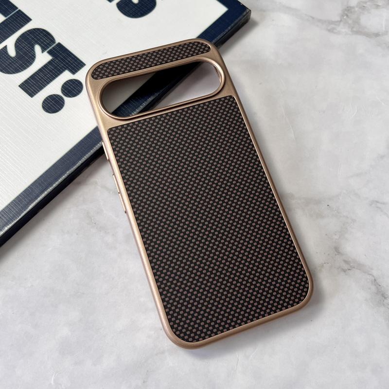 Luxus-Kohlefaser-Texturhülle für Google Pixel 9 Pro XL 9 9 Pro Hart-PC Stoßfeste, weiche Kante Einfarbige Telefonabdeckung