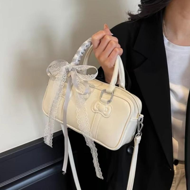 Y2K Korean Kawaii Bowling Bags For Women Designer Handbags And Purses 2026 New PU Leather Commuting Shoulder Crossbody Bag