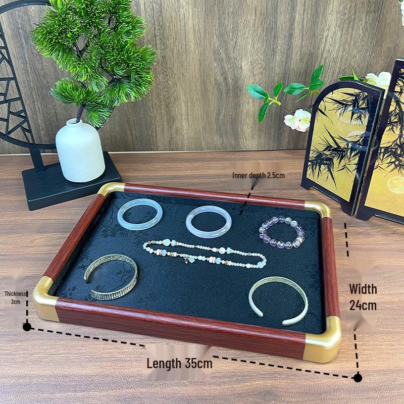 Walnut Wood Grain Jewelry and Ornament Display Tray 35x24x3cm