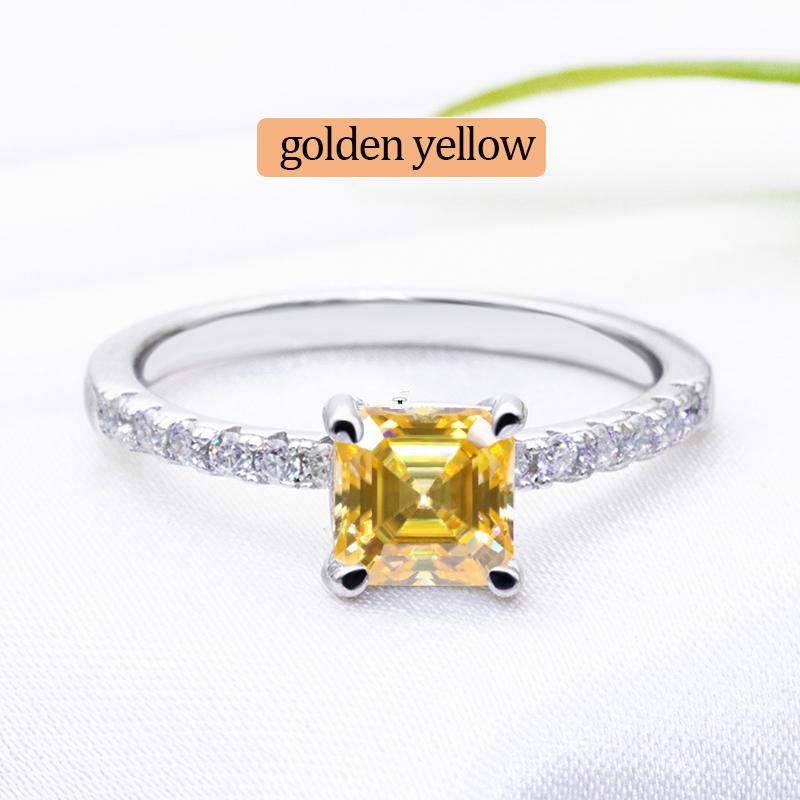 Fancy Asscher Cut 5.5x5.5mm 0.8ct Moissanite Wedding Ring 925 Sterling Silver VVS1 White Moissanite Engagement Ring for Women