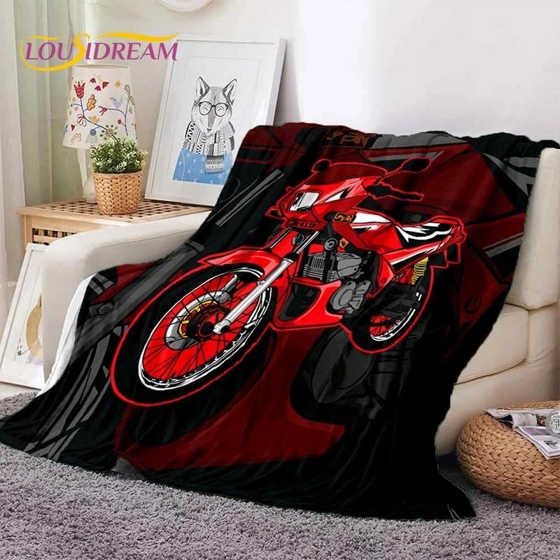 Motocross Modern Retro Motorcycle Soft Flannel Blanket for Bed Bedroom Sofa Picnic,Throw Blanket for Cover Outdoors Leisure Gift