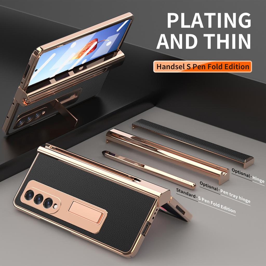 Anti -Shock Tempered Glass Leather Cover Case For Samsung Galaxy Z Fold4 5g Fold 4 Fold3 Fold2 Fold 3 2 Kickstand Full Body Cases