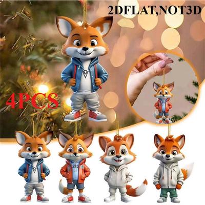 Cute Little Fox, 2D Flat Acrylic, Decorative for Car Pendants, Gifts, Christmas, Halloween