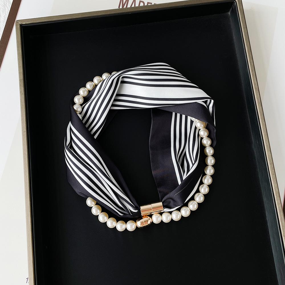 Magnetic Buckle Small Scarf Diamond Studded Magnetic Buckle Scarf Women'S Necklace Headband Scarf Light Luxury Exquisite