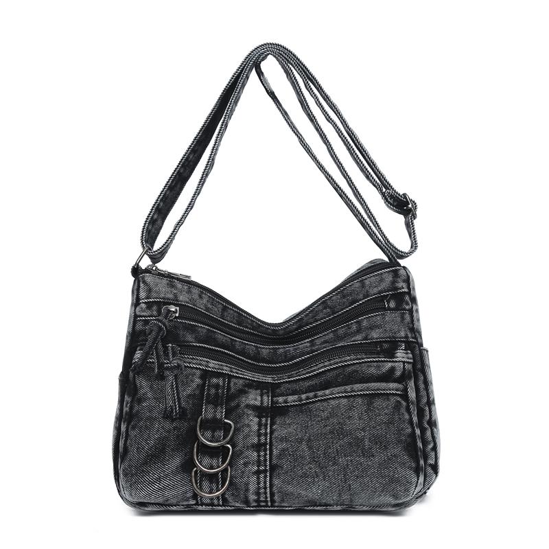 Denim Shoulder Bag Women's Crossbody Bag Multi-Compartment Mother Bag