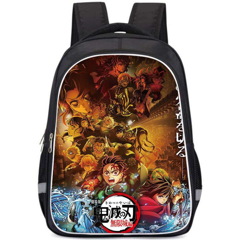 Demon Slayer College Backpack With Double Layer Storage And Trendy Crossborder Style For Students