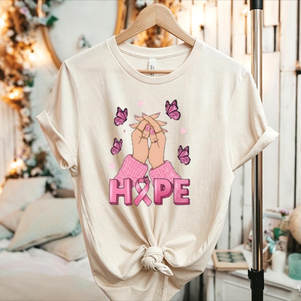 Pink Ribbon Breast Cancer Awareness Unisexs TShirt Womens Tee Graphic Unisex Top Classic Fashion Streetwear Oneck Shortsleev