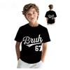 Fun Six Seven Design Cartoon Print Summer Children's Casual and Comfortable Round Neck Short Sleeved Sweatshirt