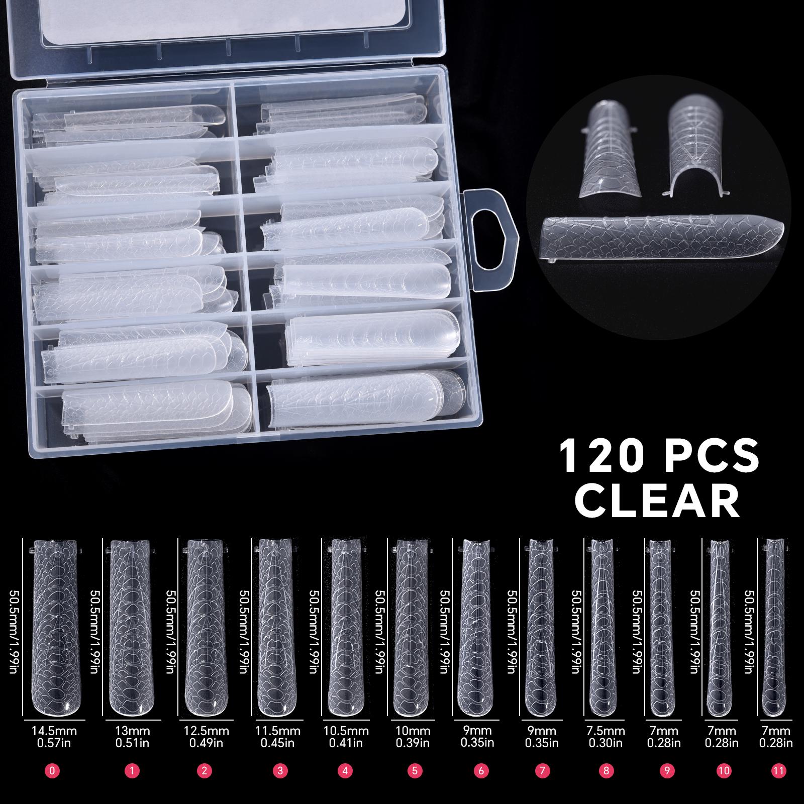 

120 шт./коробка Подвійні форми для нігтів зі зміїним принтом Прозорі форми для нігтів з повним покриттям Наконечники для форм для нігтів Форми для нарощування нігтів Форми для швидкого нарощування