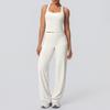 Brushed Lettering Racerback Sports Vest and Quick-Drying Yoga Pants Set