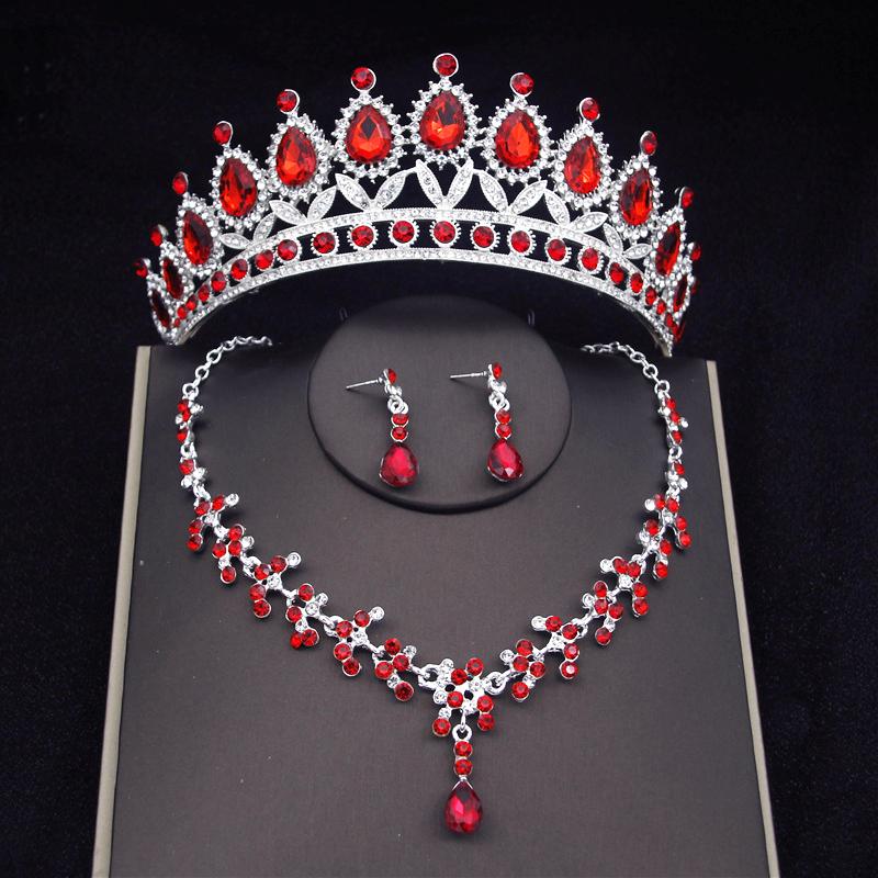 Princess Bridal Tiaras Jewelry Sets for Women Crown and Earring Necklace Set Birthday Party Wedding Jewelry Bride Accessories