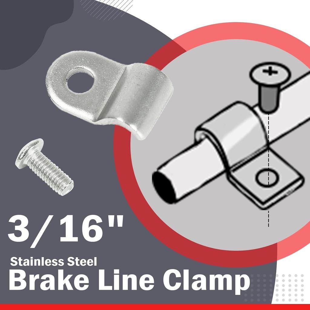 3/16" Stainless Steel Brake Line Clamps with Screw Street Rod  Dune 48 pcs