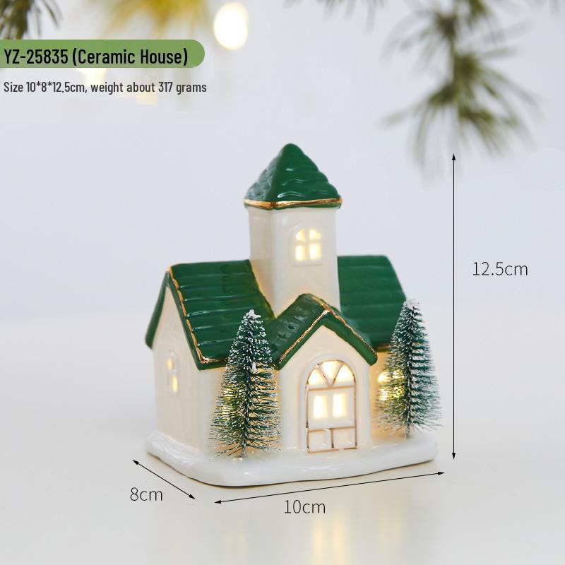 Glowing Ceramic Snow House Christmas Window Display Ornament
