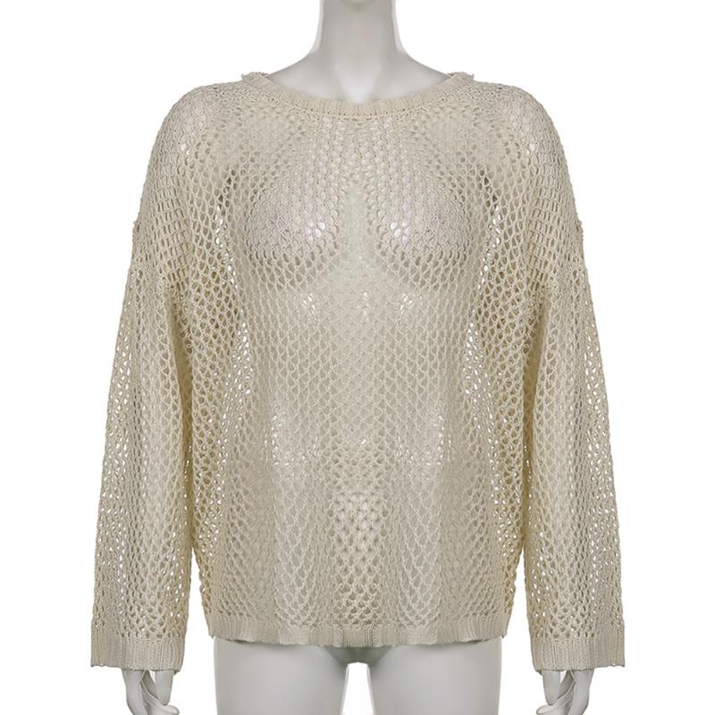 Pullover Streetwear Donna Vintage Casual Maglione in Maglia T-shirt Manica Lunga Y2K Top Smock Vuoti Maglioni Larghi T-shirt Moda