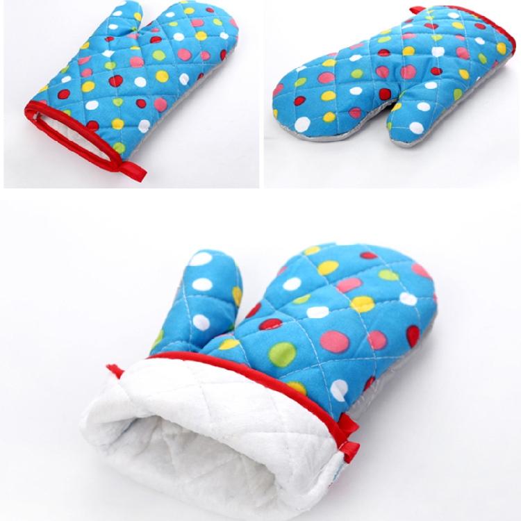 Padded Lining Protective Glove Oven BBQ Polka Dot Mitts Kitchen Cooking Tools