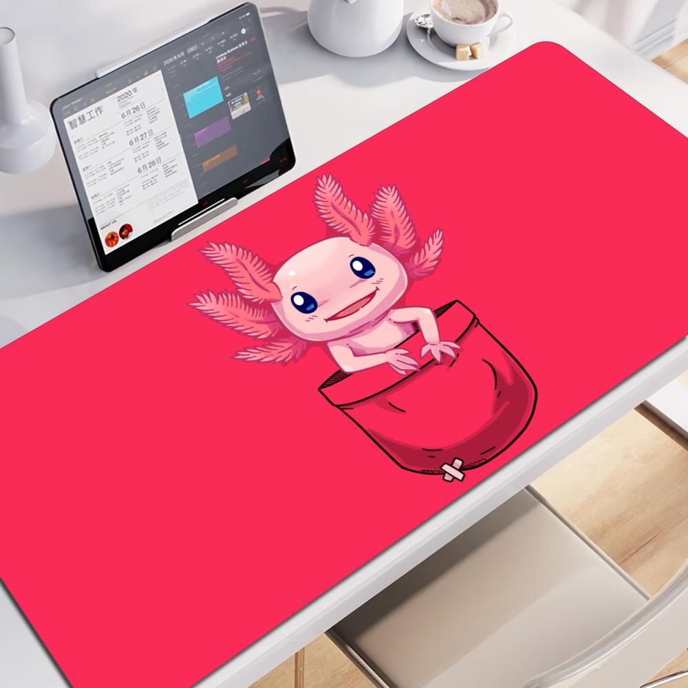 Roztomilý design axolotla Estetická velká podložka pod herní myš Podložka na kancelářský stůl Podložka pod počítačovou klávesnici Protiskluzové doplňky pro dekoraci kancelářského stolu