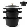 Batterie Cuisine Induction Empilable, Antiadhésif Céramique sans PFOA, 4 Pièces, Briebe Totem, 22 cm, KB1208BLK