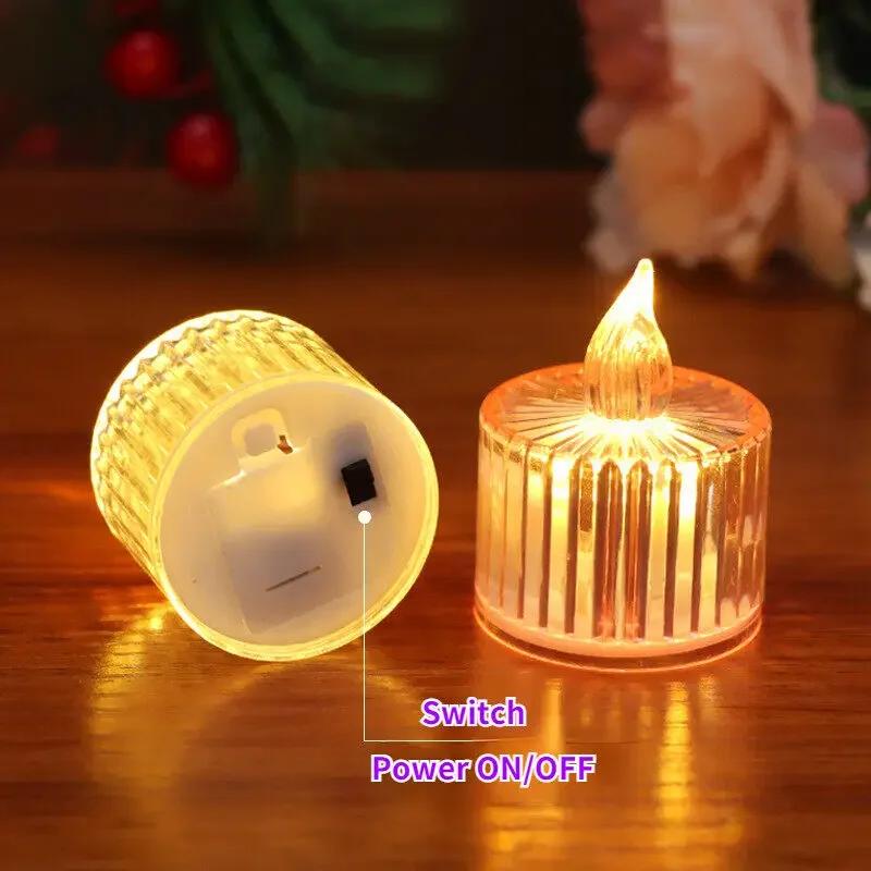 

LED Crystal Candles Electronic Flameless Proposal 4/6/12PCS Lights Wedding Party Home Room Decor Romantic Date Holiday LED Light 4pc
