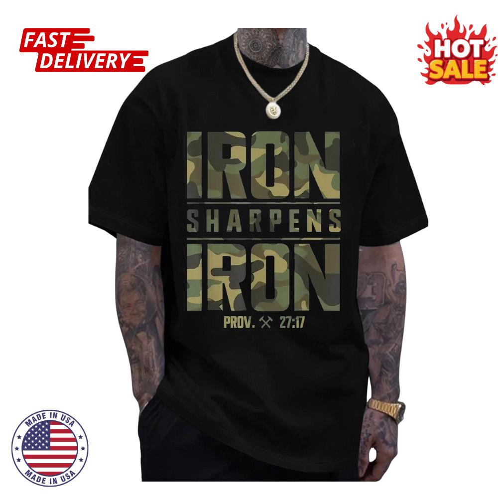 SALE CMBT Men s Oversized Cotton Graphic Inspired T-Shirt IRON SHARPENS IRON XL