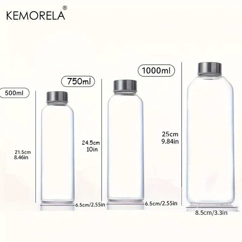 Glass Sports Water Bottle with Lid Leak-Proof And Heat-Resistant 500/750/1000ML for Travel And Storing Such As Juices, Smoothies