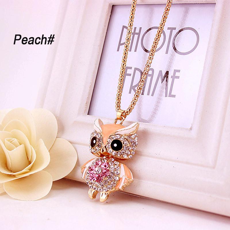 Luxurious Crystal Pendant Long Necklace Featuring Vintage Punk Style Rhinestone Owl