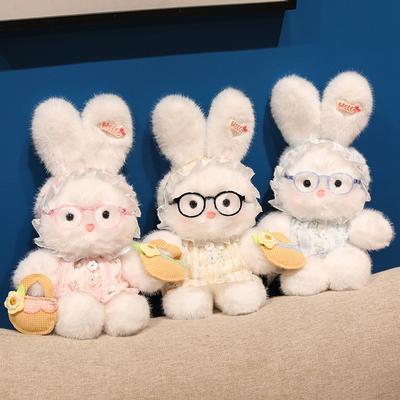 New Glasses Rabbit Floral Skirt Rabbit Doll Doll Plush Toy Children Accompany Birthday Girls