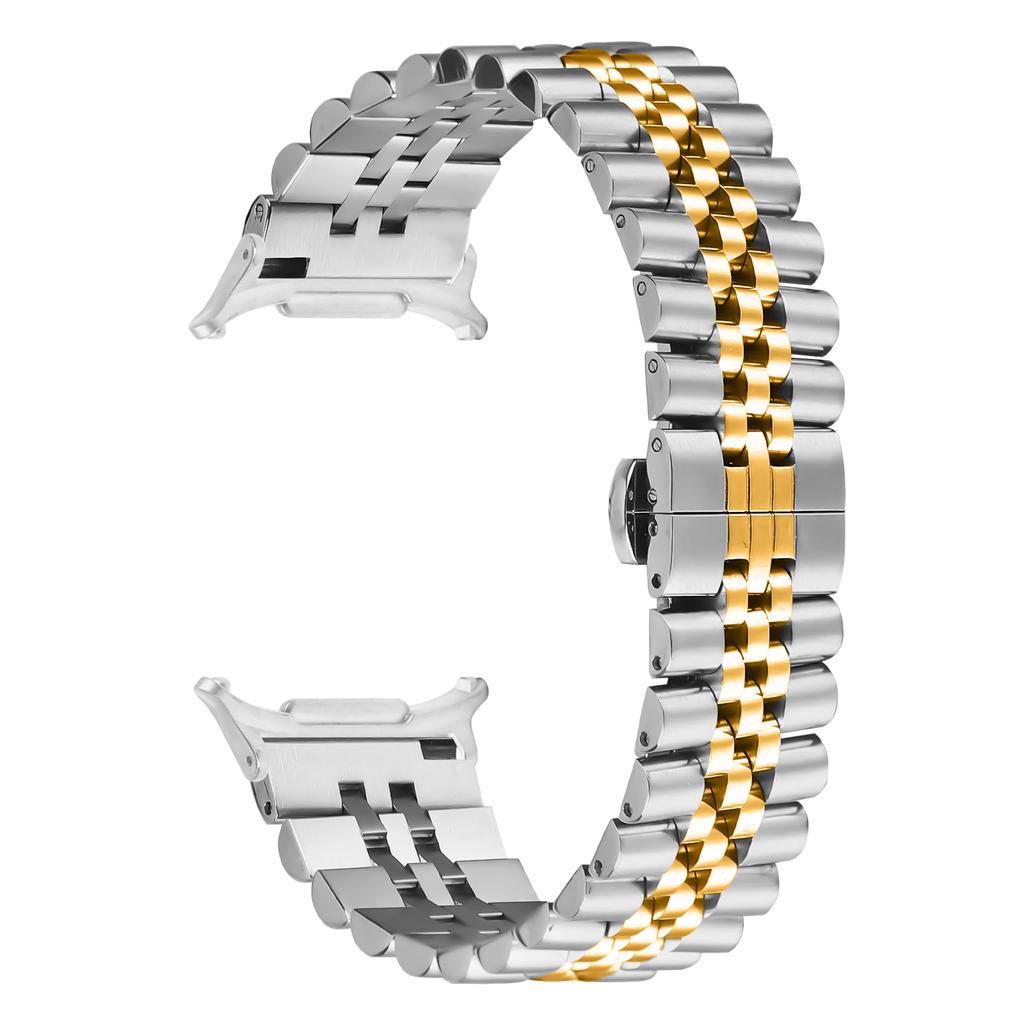 For Samsung Galaxy Watch Ultra 47mm Wrist Band 5-Bead Stainless Steel Butterfly Clasp Watch Strap