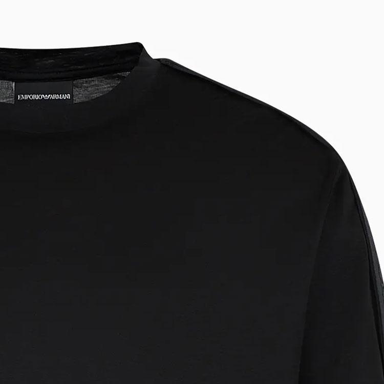 Emporio Armani Letter Logo Band Crew Neck Short Sleeve T-Shirt Men Tops Black 3D1TD3-1JUVZ-0999