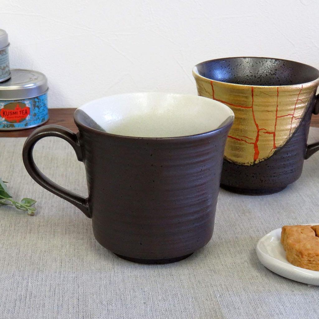 Waza No Kura Stylish Kutani Ware Pair Mug Gold Leaf Luxury Brand Tableware Wedding Gift Present