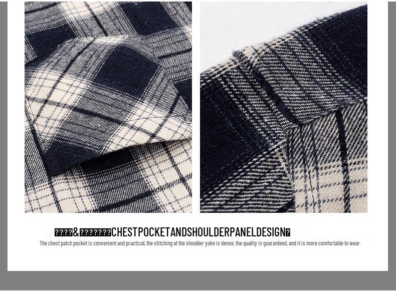 New Men's Plus Size Brushed Cotton Plaid Long Sleeve Shirt for Middle-Aged & Elderly with Straight Hem
