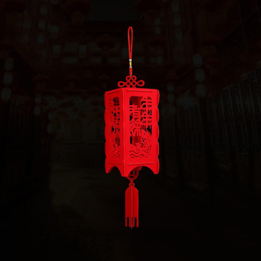 DIY Felt Red Lantern 3D FU Character Lantern Decorative Spring Festival Lantern  New Year