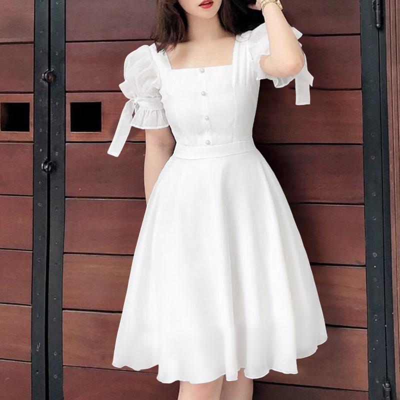 

ZANZEA Женское повседневное летнее платье с коротким рукавом, квадратным вырезом и сетчатыми вставками 4XL белый