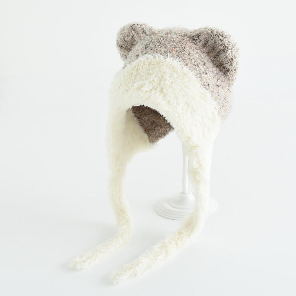 Girls' Knitted Wool Hat with Ear Protection - Warm and Windproof for Autumn and Winter Outings