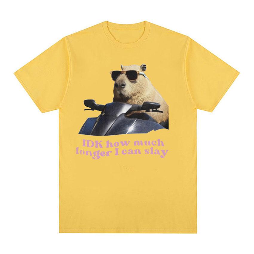 IDK How Much Longer I Can Slay Capybara Funny Meme T Shirts Unisex Women Retro O-Neck Fashion T-shirt Casual Cotton Oversized Tees