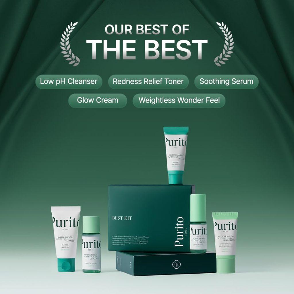 PURITO SEOUL Best Kit, 5-Piece Travel Skincare Set