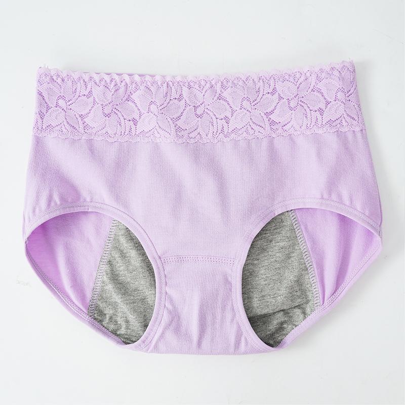 Ropa interior menstrual con cinturón de encaje de cintura media para mujer, bragas menstruales, ropa interior antifugas laterales agrandadas