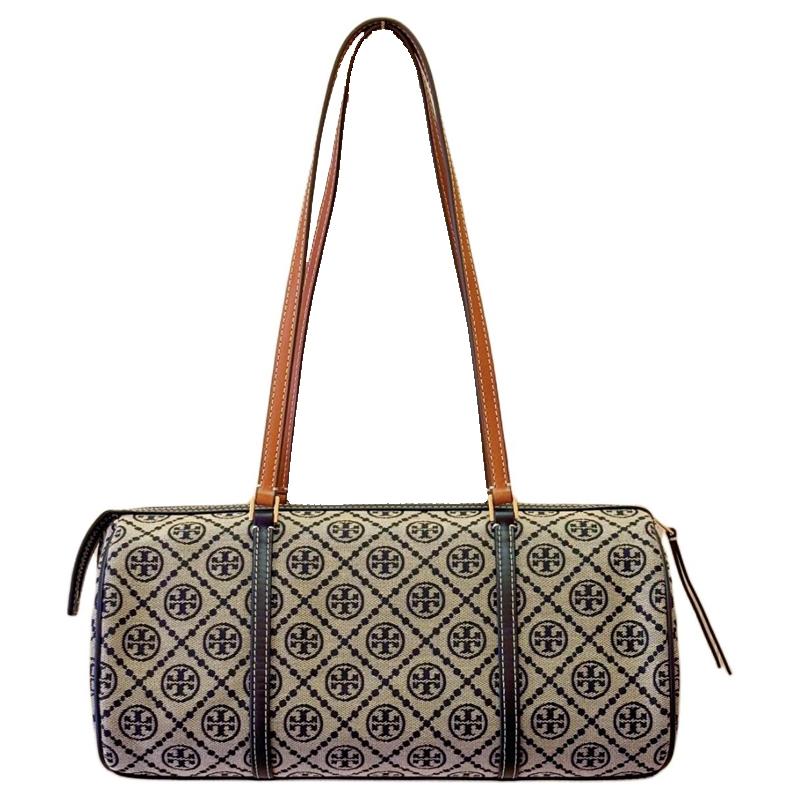 

Tory Burch T Monogram Brand Print Pattern Zipper Tote Bag Women Handbags Navy-Blue 162743-405 Basic Set (Bag+Dust Bag)