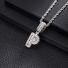 Collana con Ciondolo Lettera in Rame con Incastonatura in Zirconia Stile Hip Hop Alfabeto Iniziale Charms Donna Uomo Gioielli Trendy