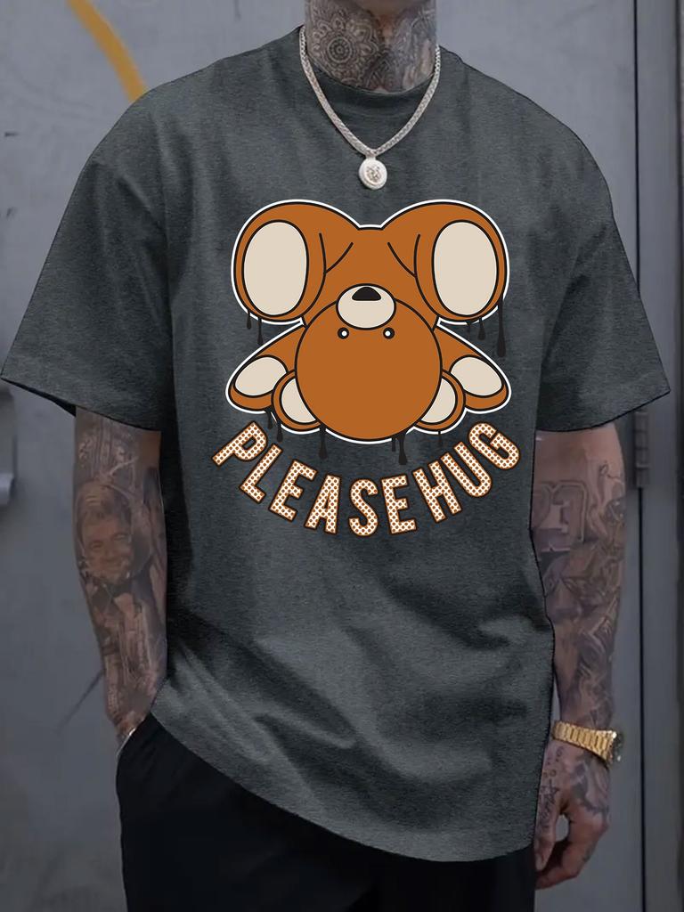 Luksusowa bawełniana koszulka z krótkim rękawem z nadrukiem graficznym kreskówkowego misia Lato Unisex Męska i Damska Casualowa Luźna Odzież Modowa