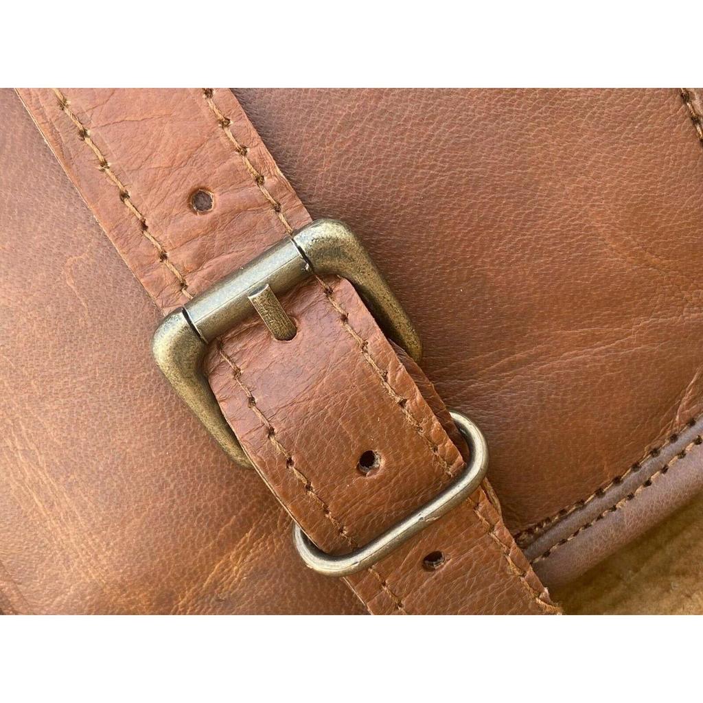 Vintage Laptop Messenger Briefcase Bag Satchel  Dark Brown Men's Leather