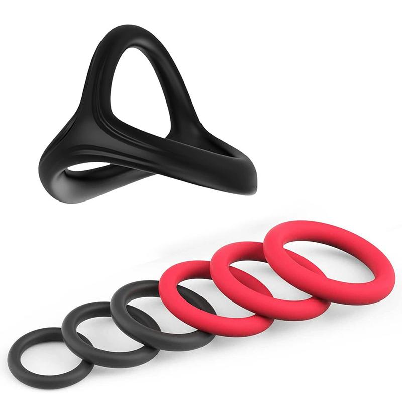 Silicone Penis Rings Cock Ring Erection Enhancing Triangular Penis Ring With Massage Beads Delayed Ejaculation Sex Toys For Men