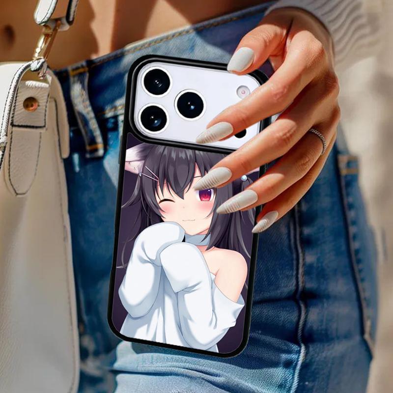 Anime Cat Girl Phone Case For iPhone 17 Air 14 15 13 12 Max Cover For Apple 14 15 16 16e 11 Pro Max Plus Coque