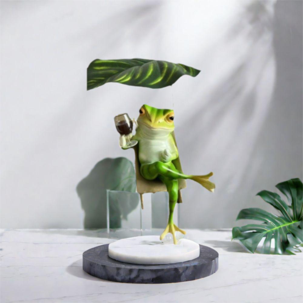 Cartoon Vacation Frog Ornament Cute Miniatures Figurine Crafts Animal Sculpture  Courtyard
