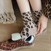 5 Pairs Korean Style Famale Tube Socks Soft Mid-Calf Socks Hosiery Leopard Print Socks  Streetwear