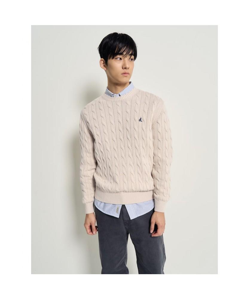 Binpolmen Unisex Cotton Cable Knit Ivory