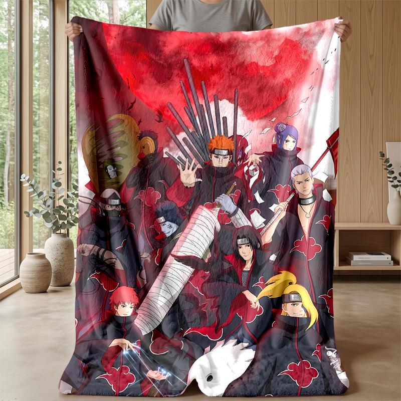 Naruto Printed Flannel Blanket Skin Friendly Warm Decorative Throw for Indoor Couch Bed Daily Use