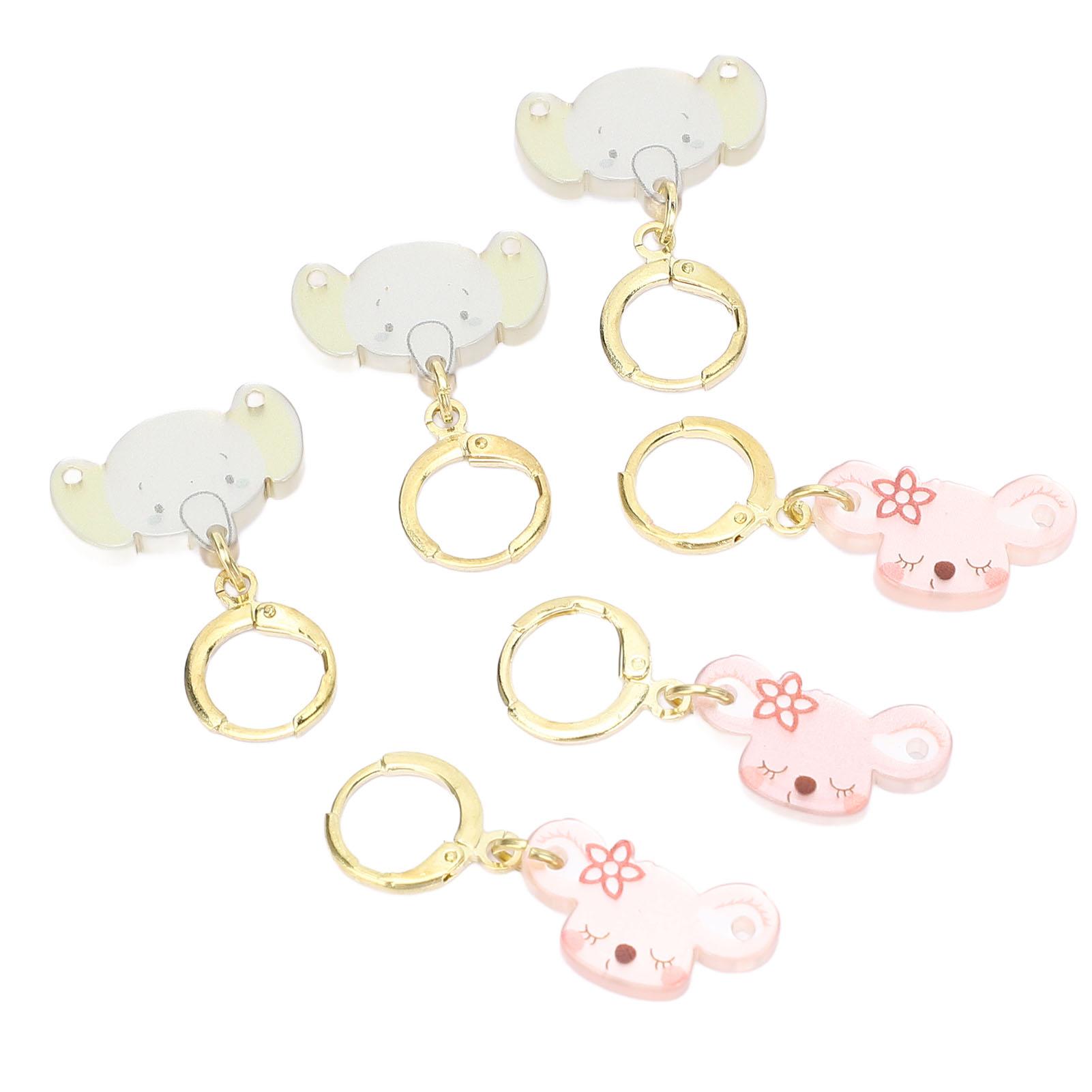 

6Pcs Locking Knit Markers Plastic Cute Animal Pattern Open Stitch Markers for Sewing Embroidery Knitting