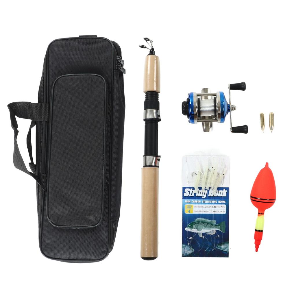 Ice Fishing Rod Kits Complete 27.6inch Rod Portable Ice Fishing Accessories with Case Jigs Float Hook Weight Reel